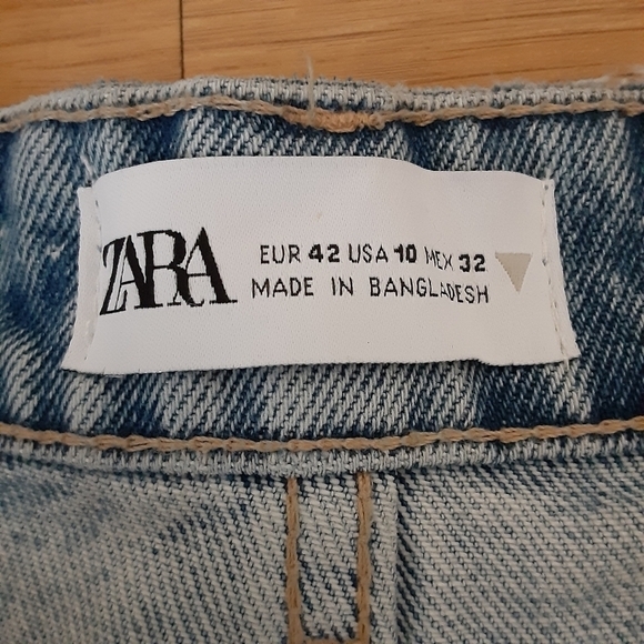 NWT Zara‎ High rise frayed jeans shorts,100% cotton denim,size 10/jeans … - Picture 10 of 12